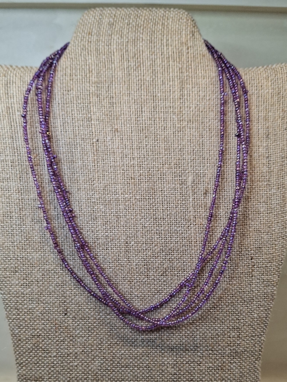 Purple Multi-Strand Seed Bead Necklace - Unbranded